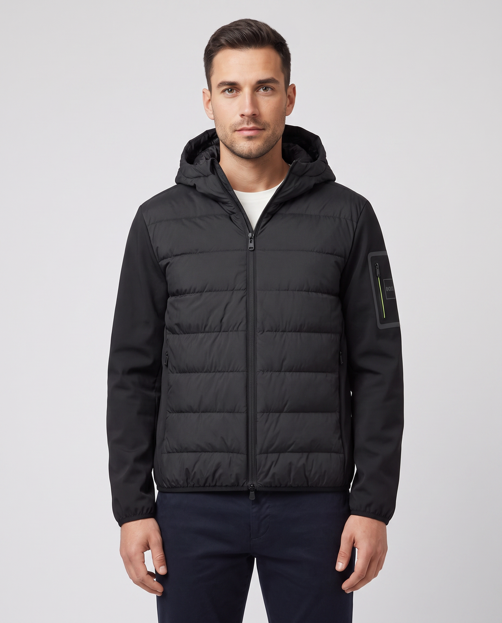 BOSS Green OW Riplite HY HD Black Jackets — on model
