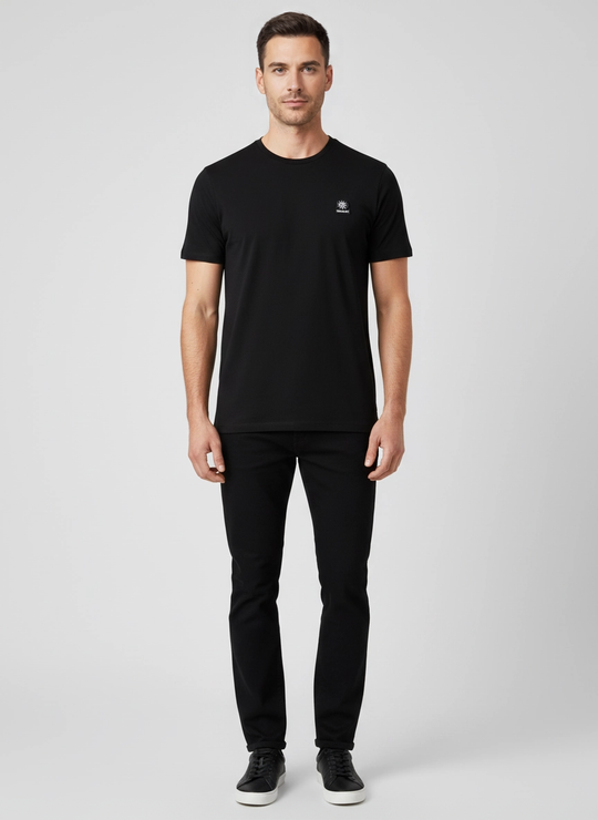 Men's Sandbanks Badge Logo Black T Shirt