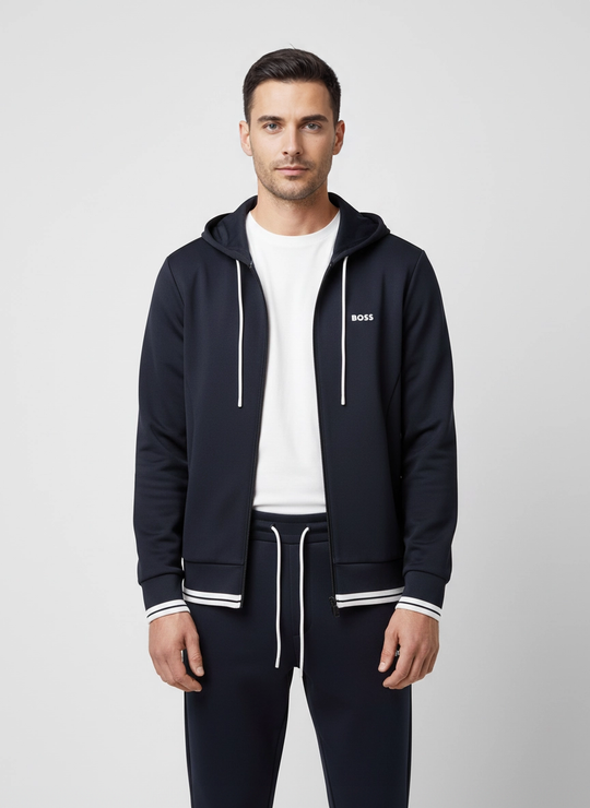 Mens BOSS Green FZ Hoodie Zone Dark Blue Zip Hoodie & Pants Zone Tracksuit Set
