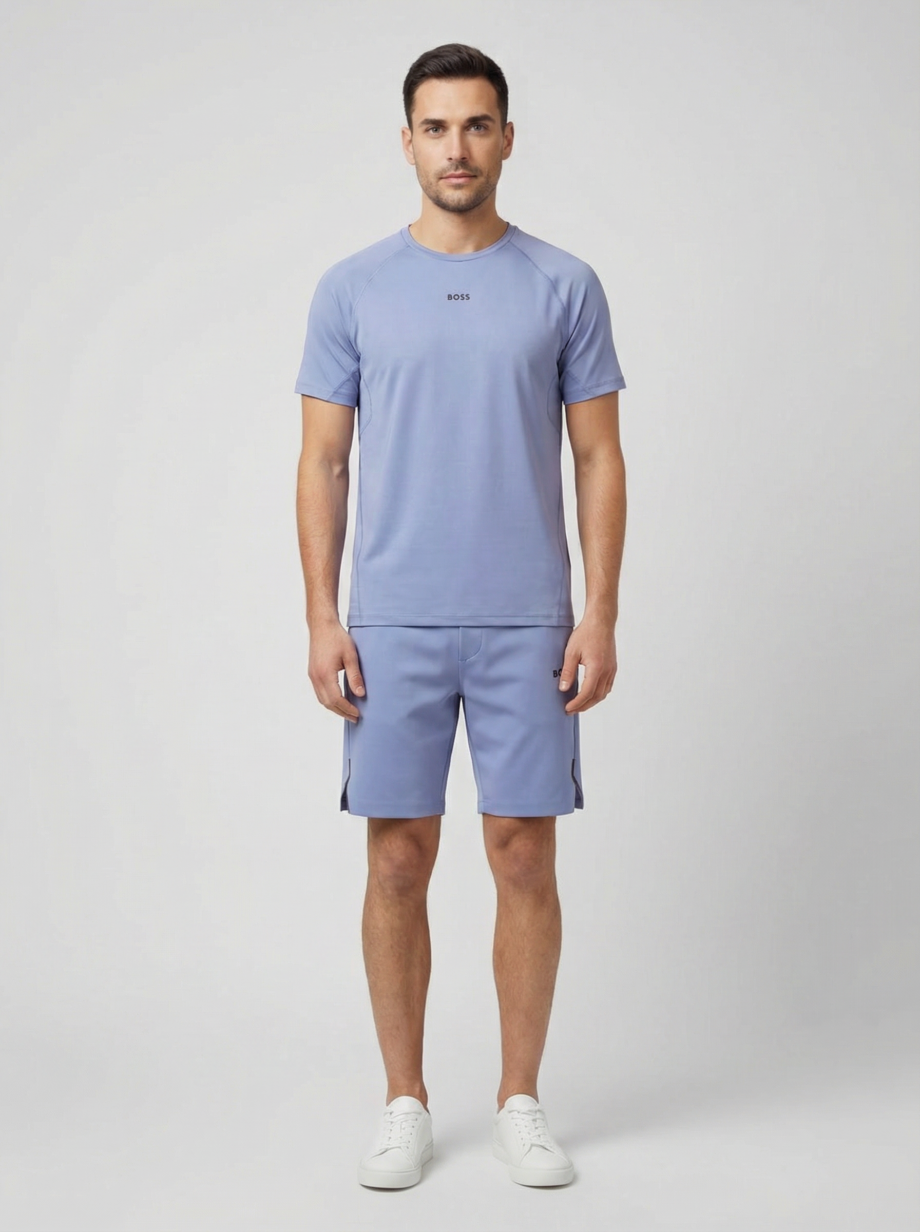 BOSS Green Tee Active 1 Light/Pastel Blue T Shirt & Hecon Active Light/Pastel Blue Shorts Set