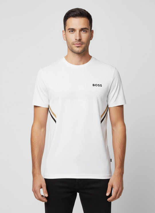 Mens BOSS Green Tee Tec TOC White T Shirt