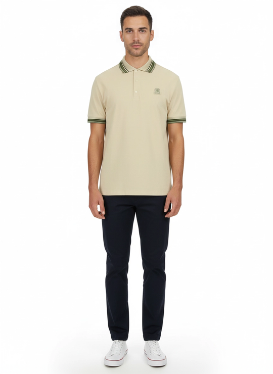 Men's Sandbanks Stone Gradient Rib Polo Shirt