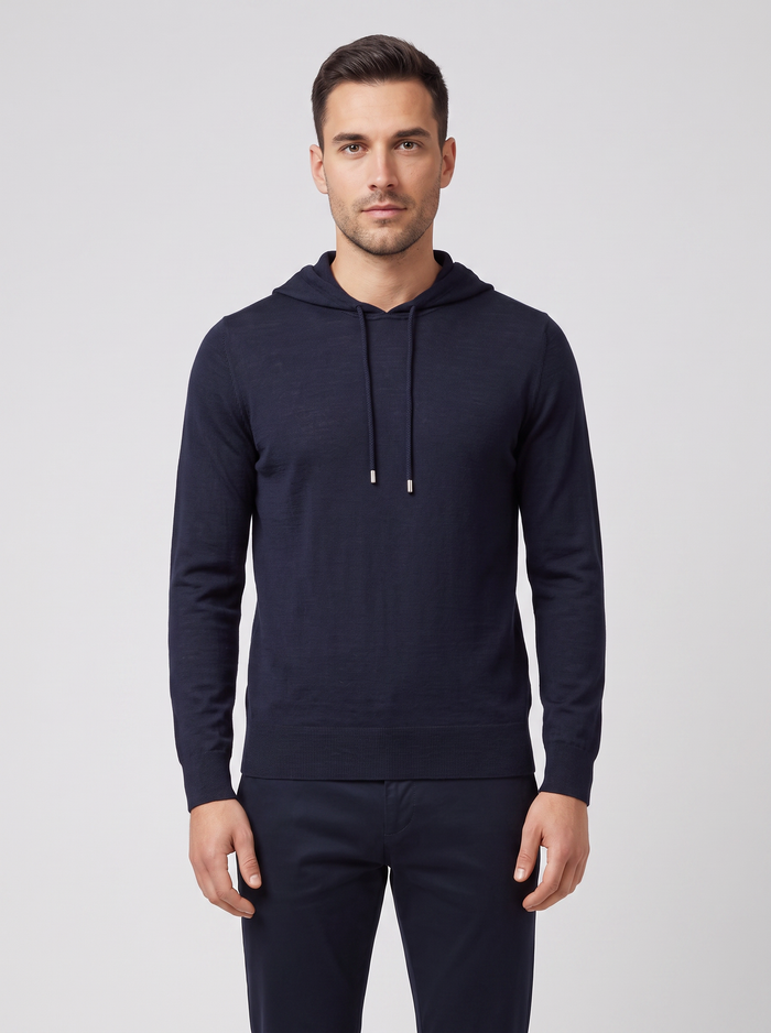Men's Gran Sasso Navy Knitted Hoodie