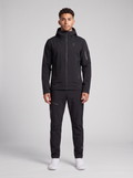 Men's On Running Black Trek Waterproof Jacket & Water Resistant Trek Pants Set — on model