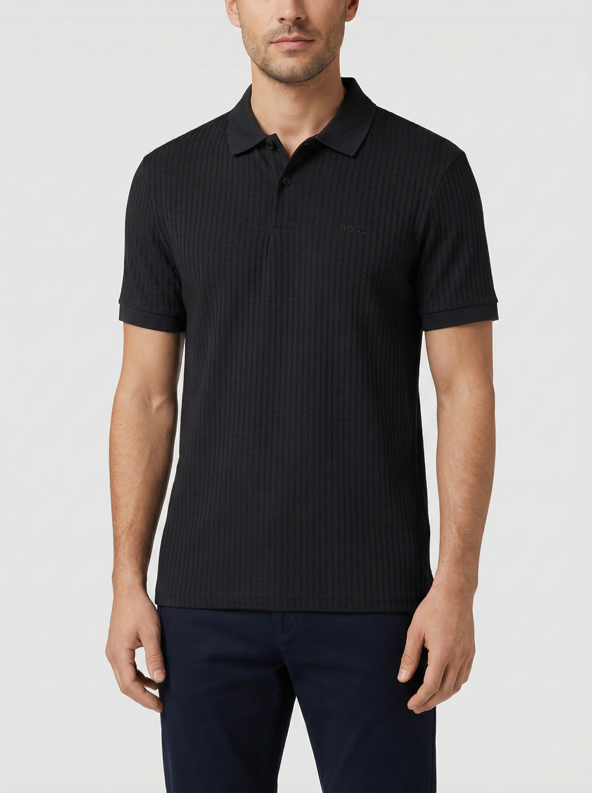 BOSS Green PL_GOC Birdie 3 Dark Blue Polo Shirt - Model Shot