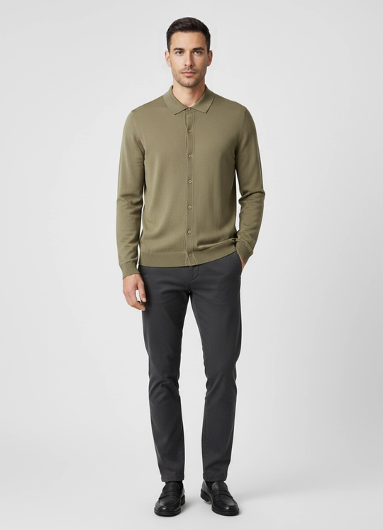 Men's BOSS Black Helbert Brown Button Up Cardigan