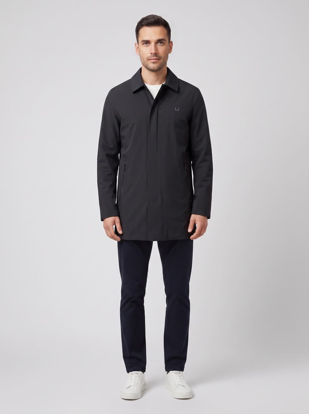 Men's UBR Black Regulator Coat — on model