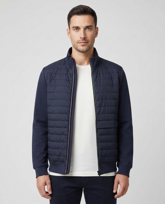 Mens Paul Smith Mixed Media Navy Jacket