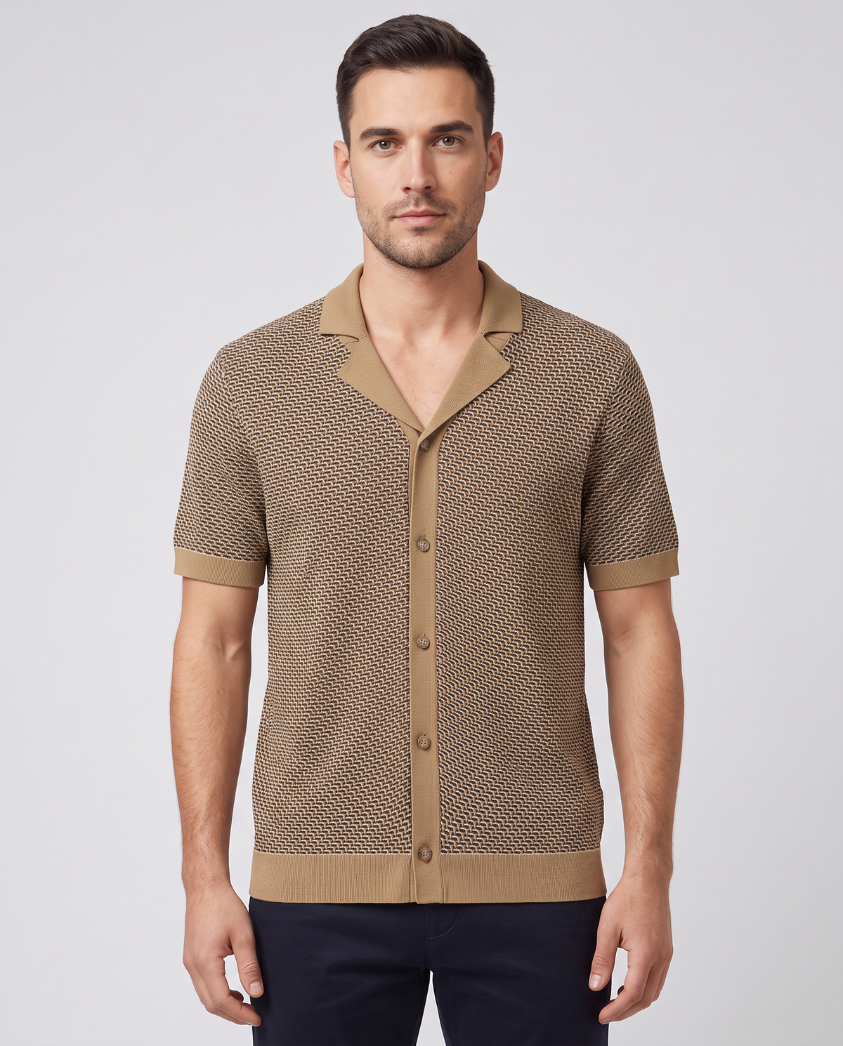 BOSS Black H-Lomare Medium Beige Knitwear — on model