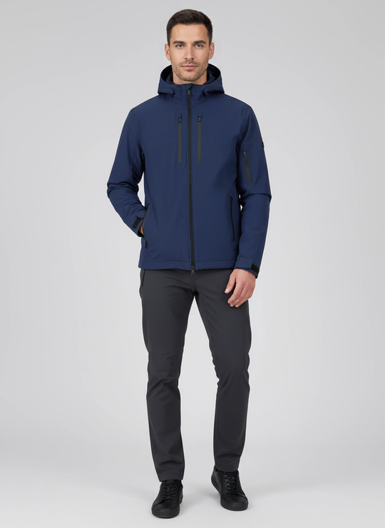Men's Sandbanks Navy Hooded Waterproof Jacket