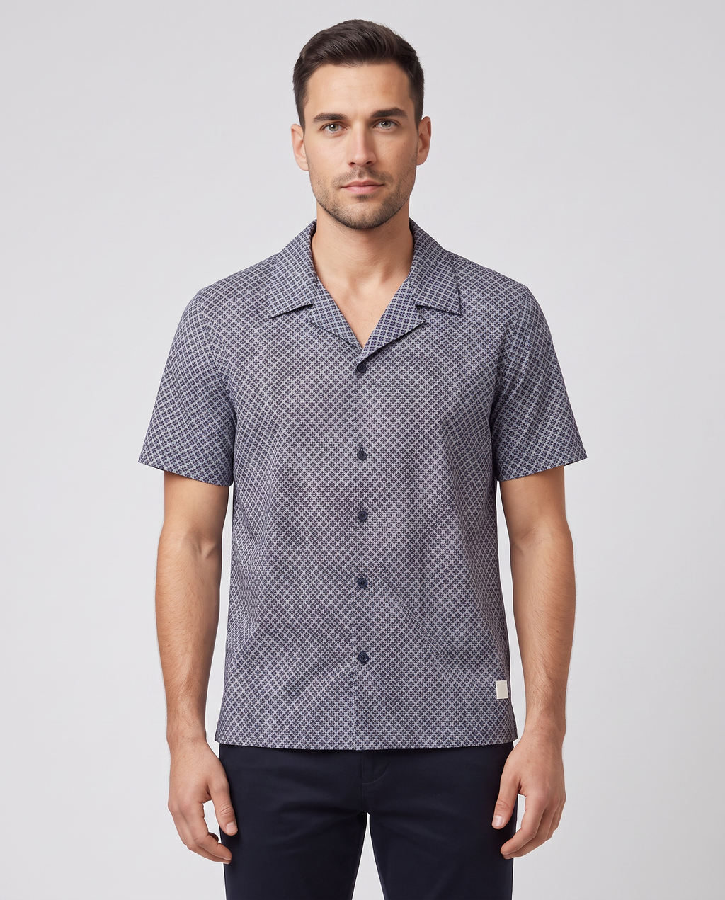 BOSS Black Beach Shirt Open Grey Swimwear — on model