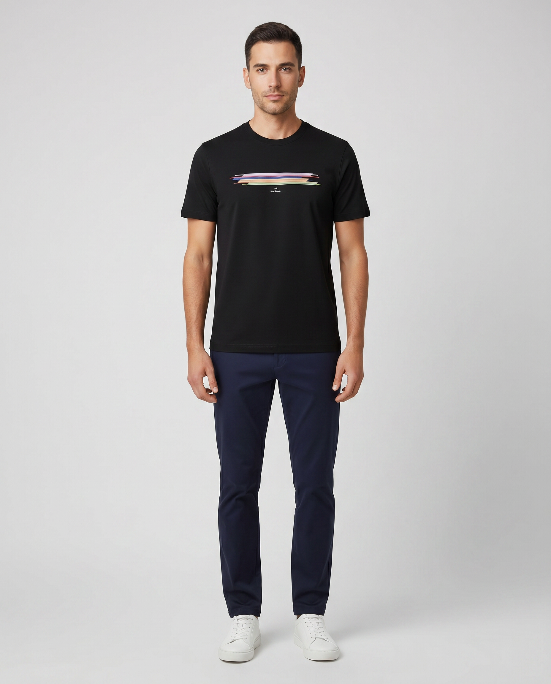 Mens Paul Smith Black Stripe Print T Shirt