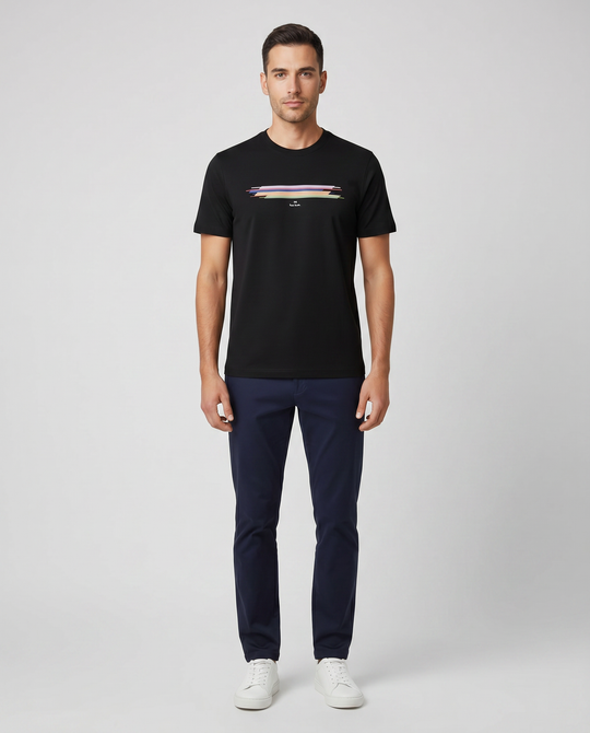 Mens Paul Smith Black Stripe Print T Shirt