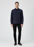 Men's Gran Sasso Navy Button Up Technical Overshirt on model