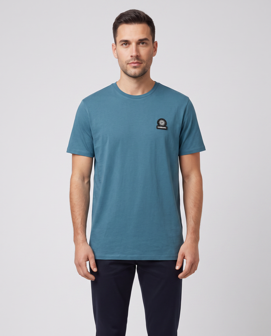 Men's Sandbanks Mercerised Badge Logo T-Shirt in Teal