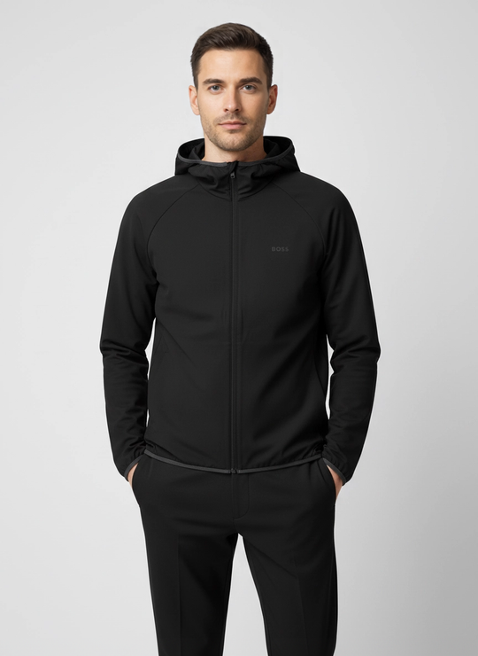 Mens BOSS Green L_Commuter Black Jacket & T_Commuter Trouser Tracksuit Set