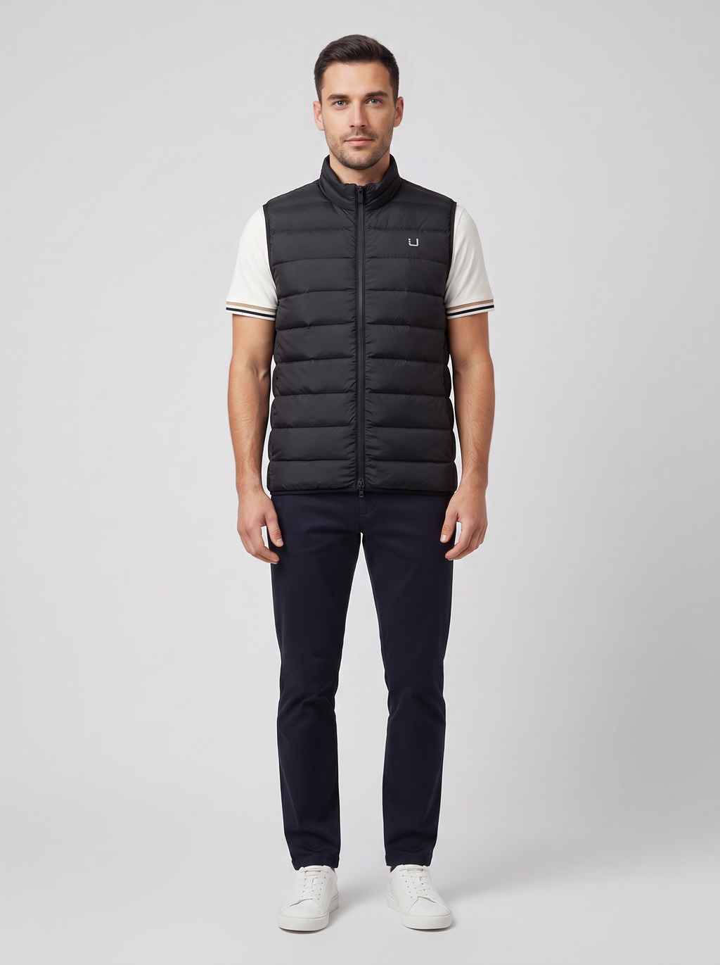 Men's UBR Sonic Vest Gilet in Black — on model