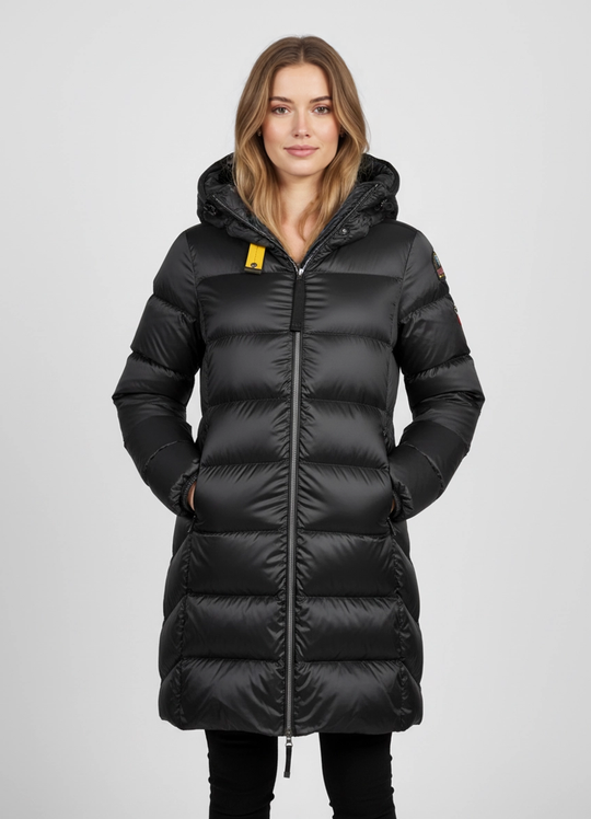 Womens Parajumpers Pencil Black Long Marion Puffer Jacket