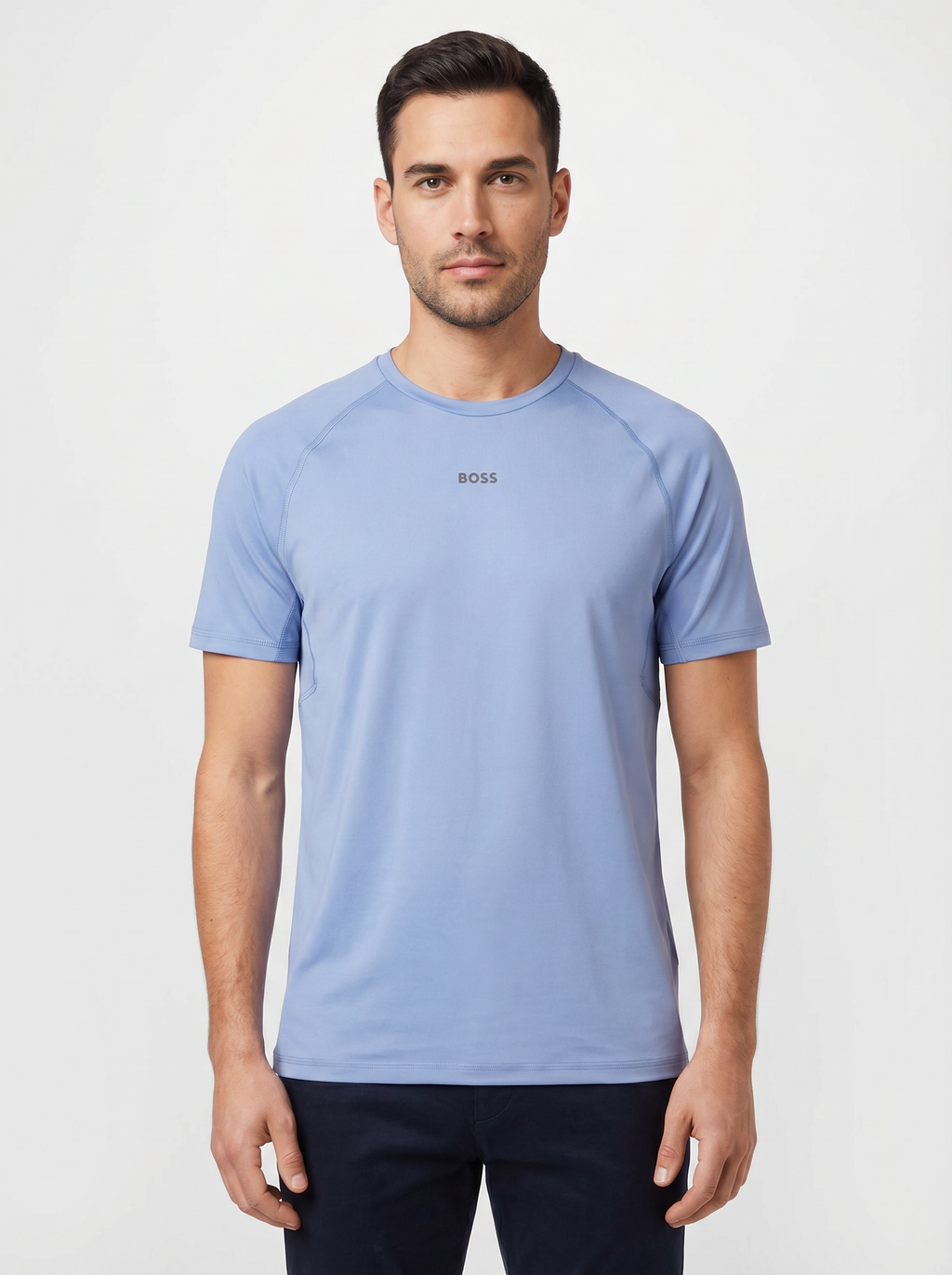 BOSS Green Tee Active 1 Light/Pastel Blue T Shirt - Model Shot