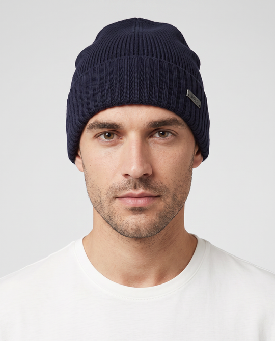 Men's BOSS Black Fati Dark Blue Beanie Hat
