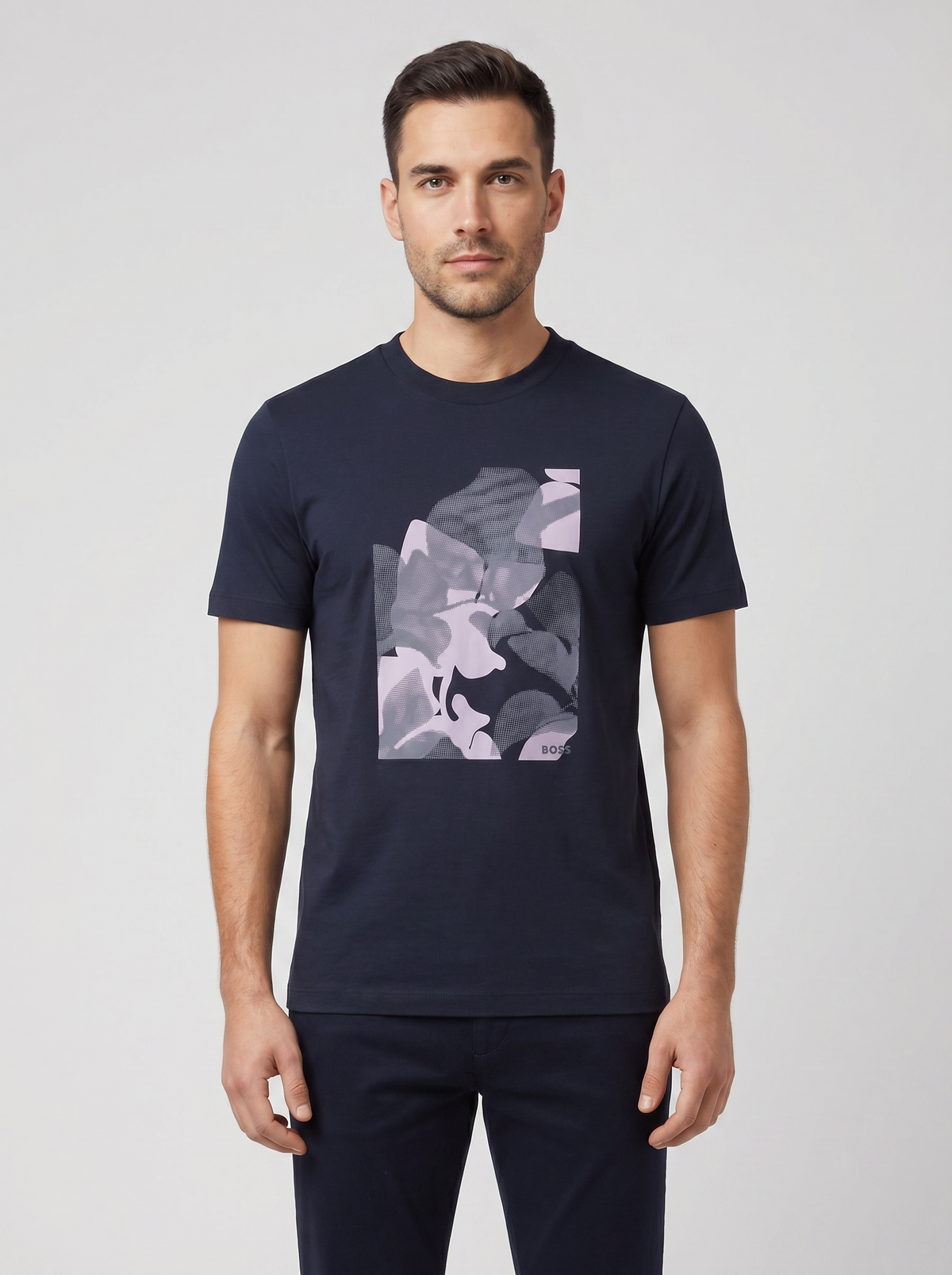 BOSS Black C-Thompson 239 Dark Blue T Shirt - Model Shot