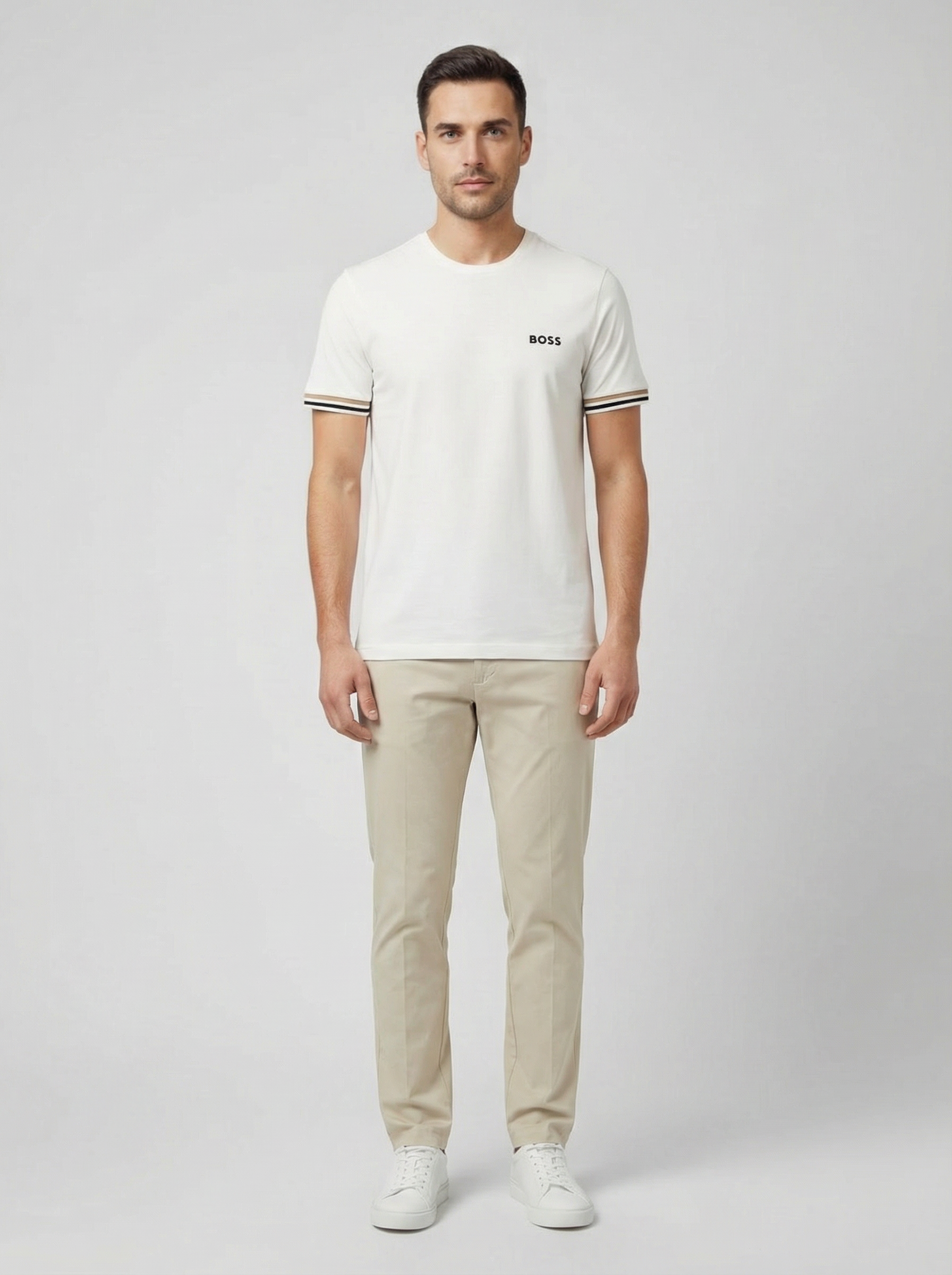 BOSS Black P-Genius-W-WG-262F Open Beige Trousers - Model Shot