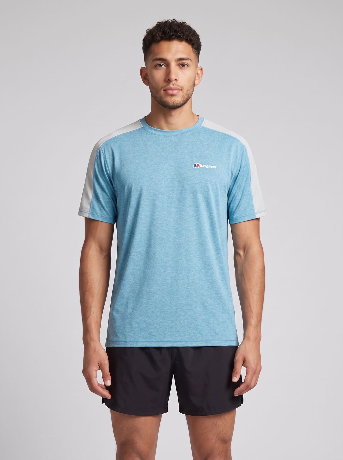 Men's Berghaus Farndale Tech Tee Genetic Blue Polar — on model