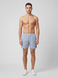 Men's Sandbanks Navy Seersucker Swim Short — on model