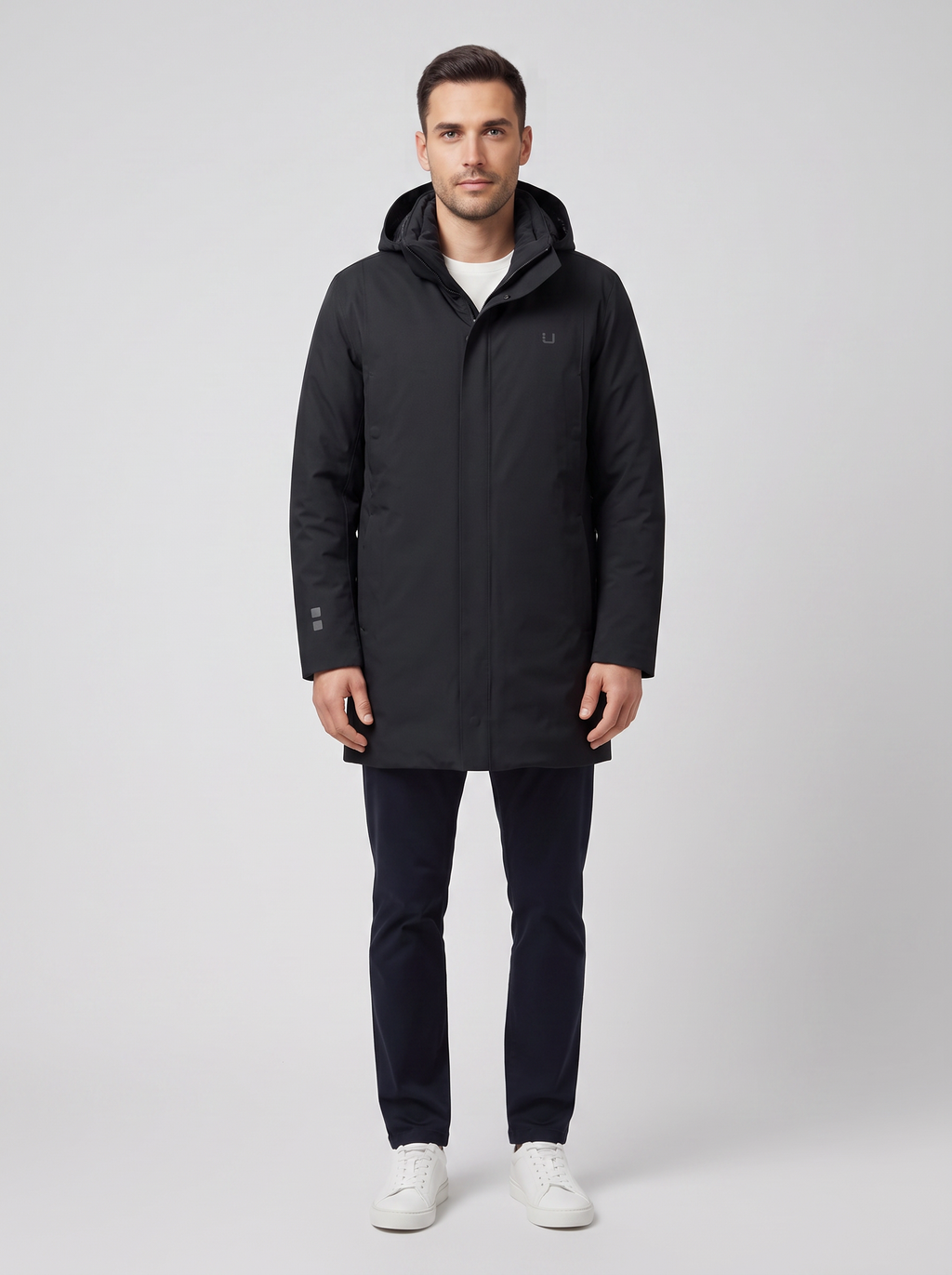Men's UBR Black Redox Down Parka — on model