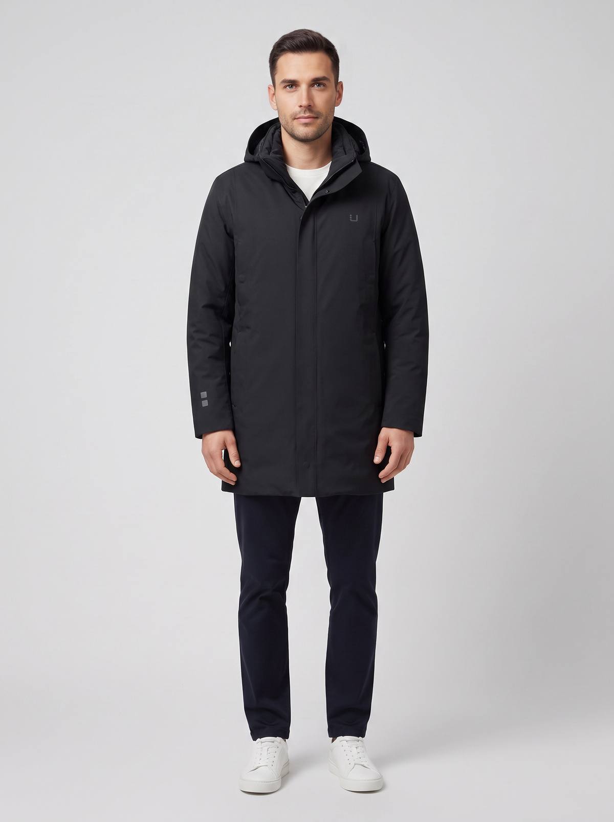 Men's UBR Black Redox Down Parka — on model