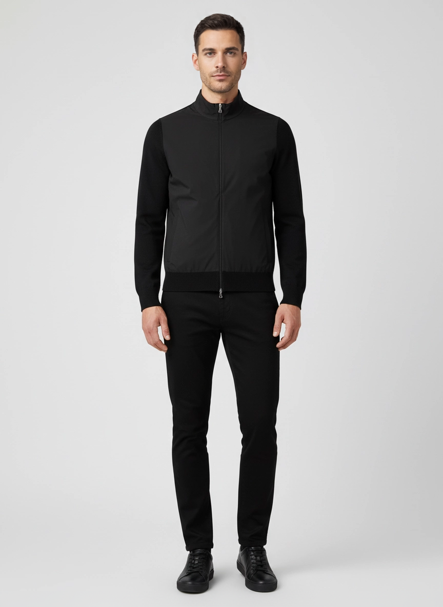 Men's Gran Sasso Black Hybrid Jacket on model