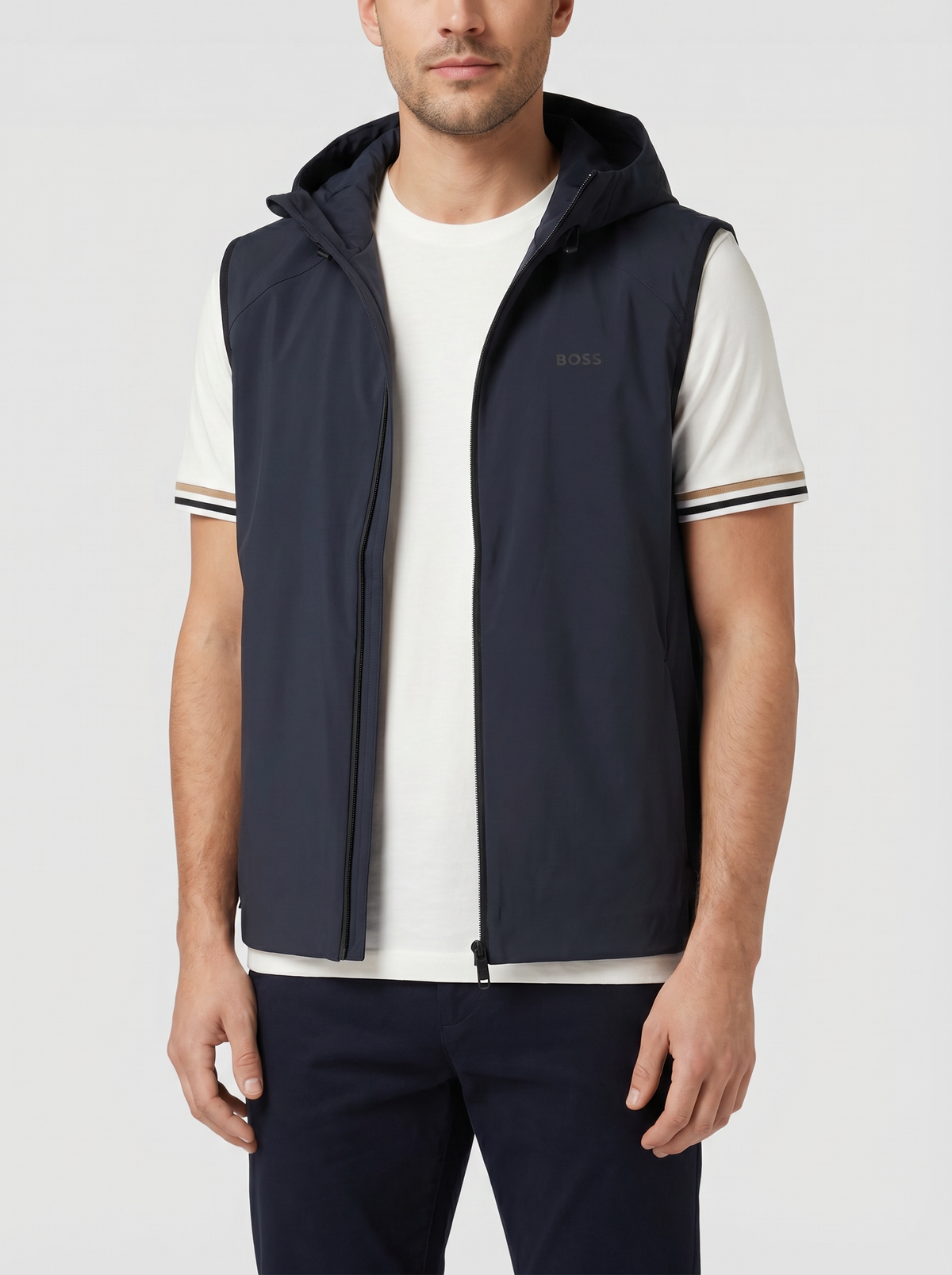 BOSS Green OW_Terrace Vest HD Dark Blue Gilets - Model Shot