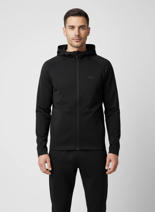 Mens BOSS Green Sicon Active Black Zip Hoodie & Hicon Active Joggers Tracksuit Set