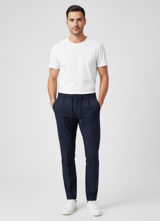 Men's Gran Sasso Navy Technical Drawstring Trouser