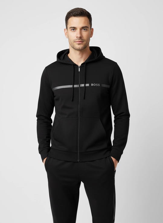 Men's BOSS Black Authentic Black Jacket & Jogger Tracksuit Set
