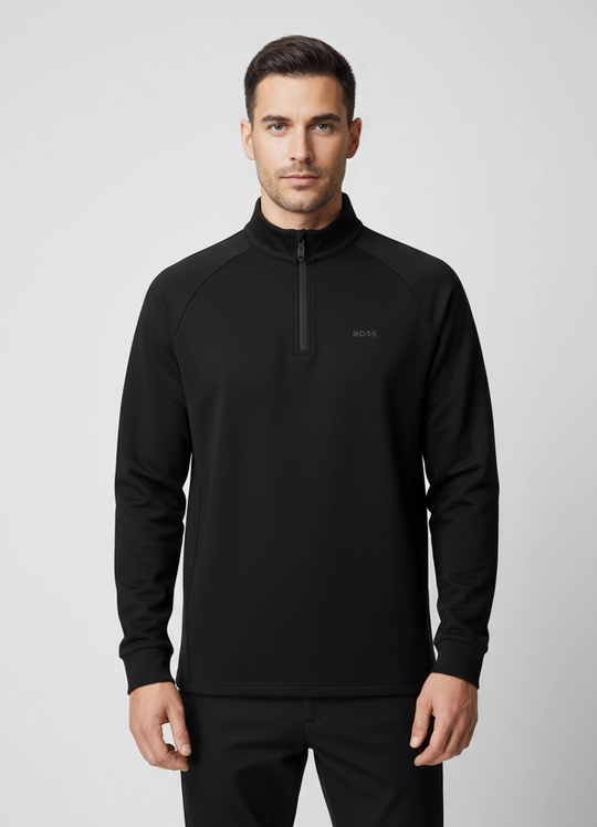 Men's BOSS Black 1/4 zip Active Sweatshirt