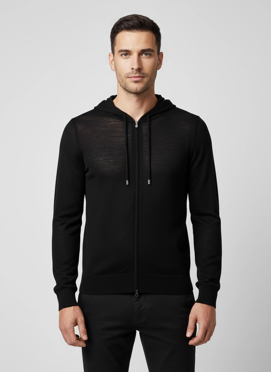 Men's Gran Sasso Black Zip Up Knitted Hoody