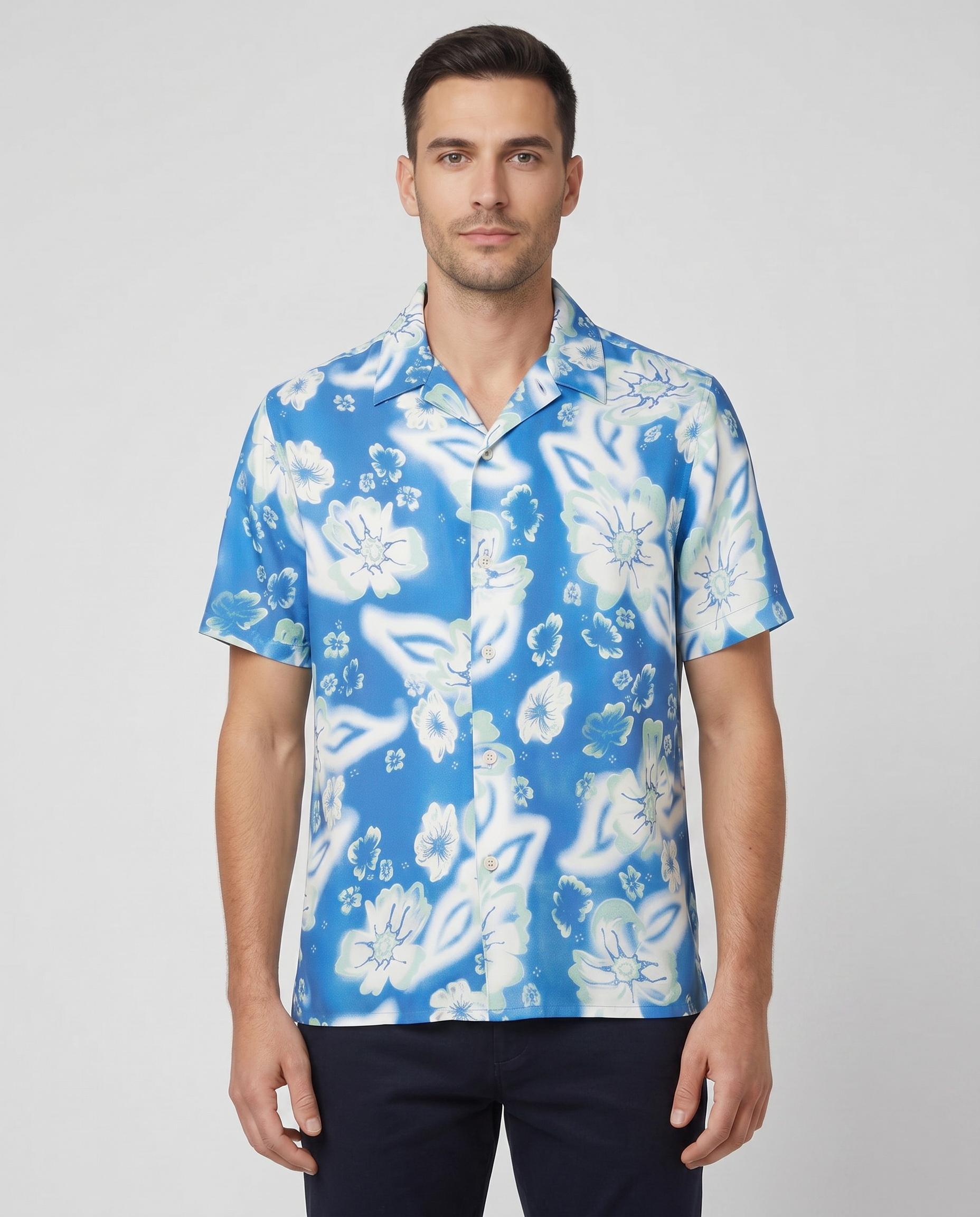 Mens Paul Smith Cobalt Blue Casual Shirt — on model