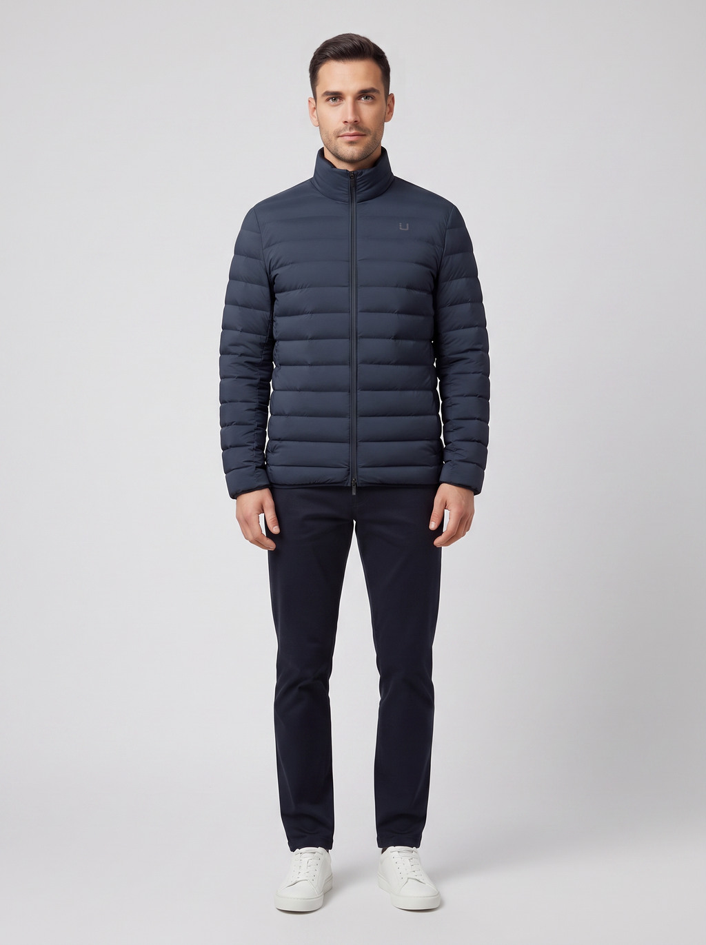 Men's UBR Sonic Jacket in Navy — on model