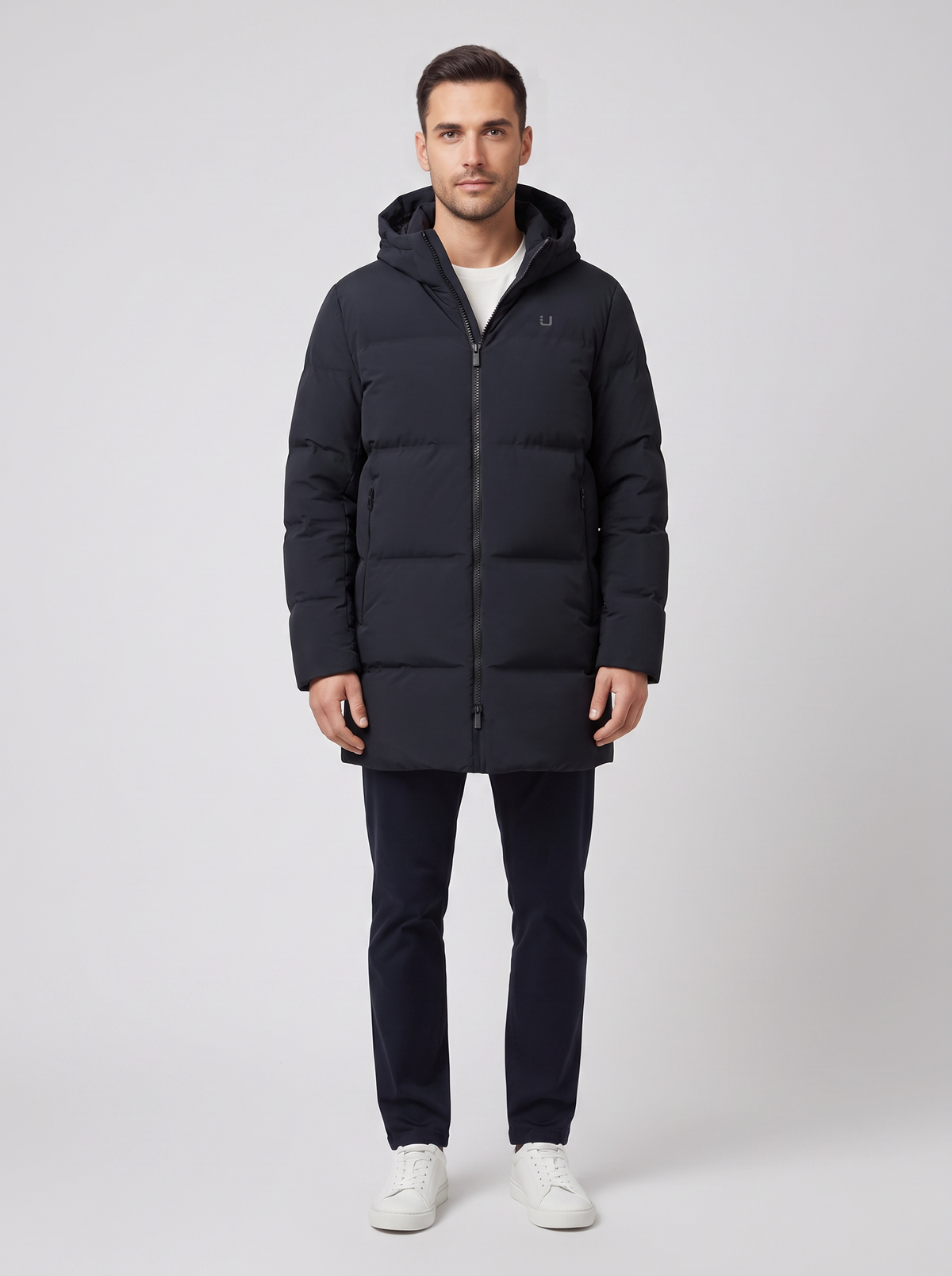 Men's UBR Navy Titan Parka — on model