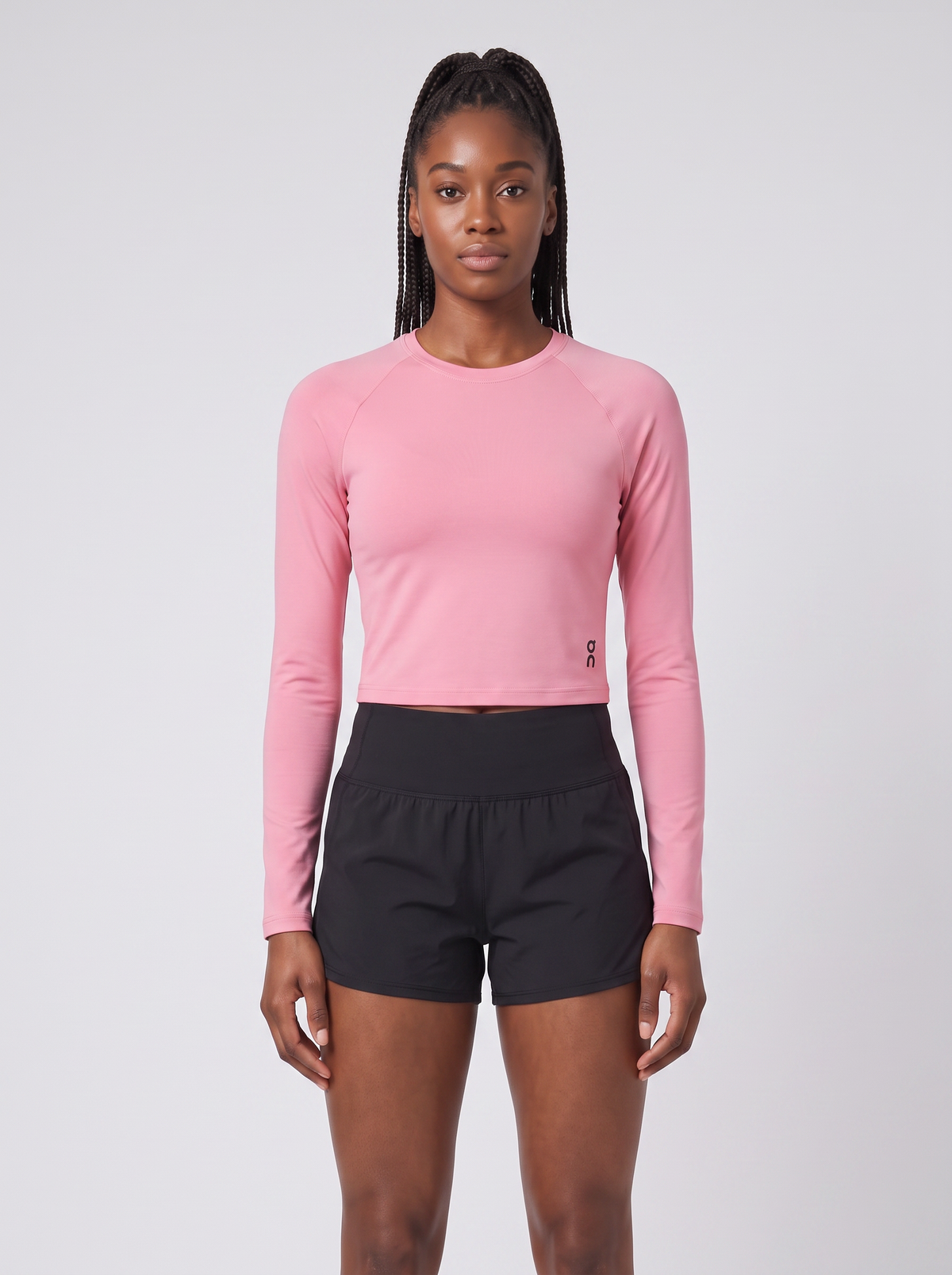 Women's On Running Studio Long-T Crop 1 Magnolia — on model