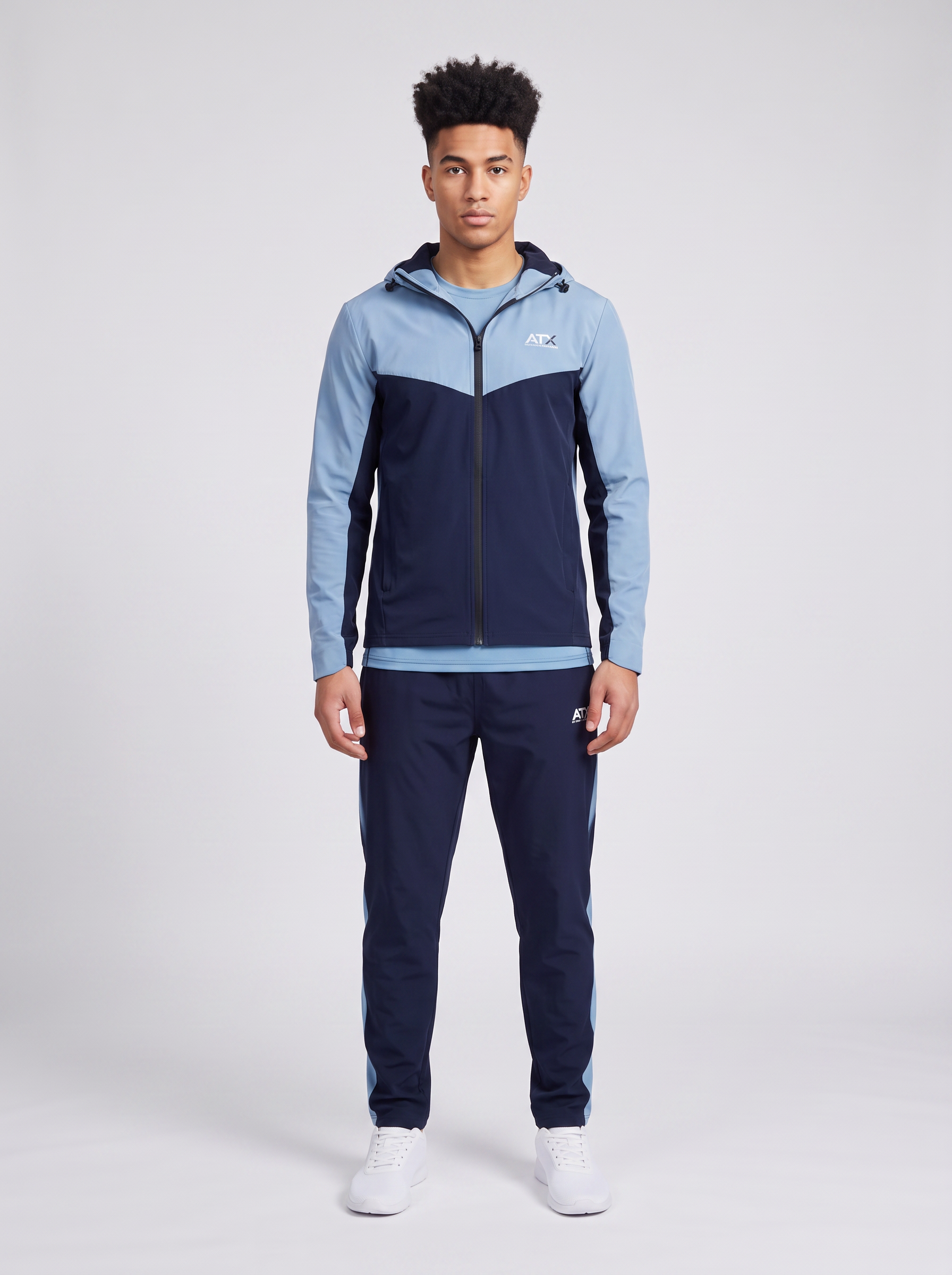 Men's ATX Horizon Track Top & Pant In Blue/Navy Tracksuit Set — on model