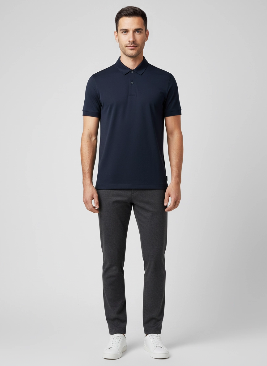 Men's BOSS Black P Paino 152 Dark Blue Polo Shirt on model