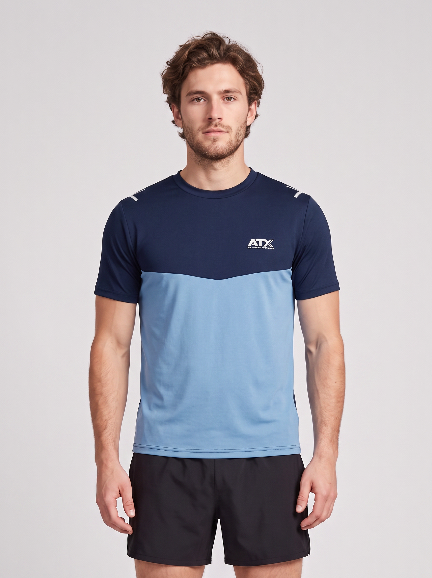 Men's ATX Tundra T-Shirt in Navy/Blue — on model
