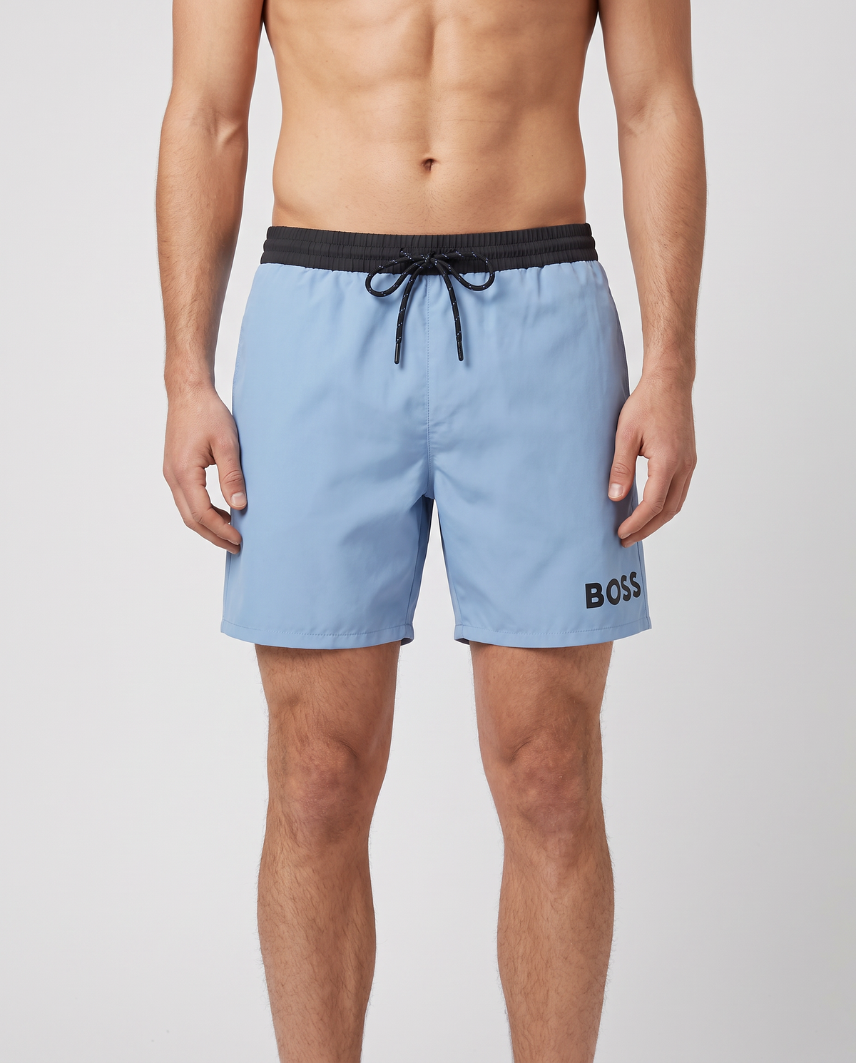 BOSS Black Starfish Light/Pastel Blue Swimwear — on model