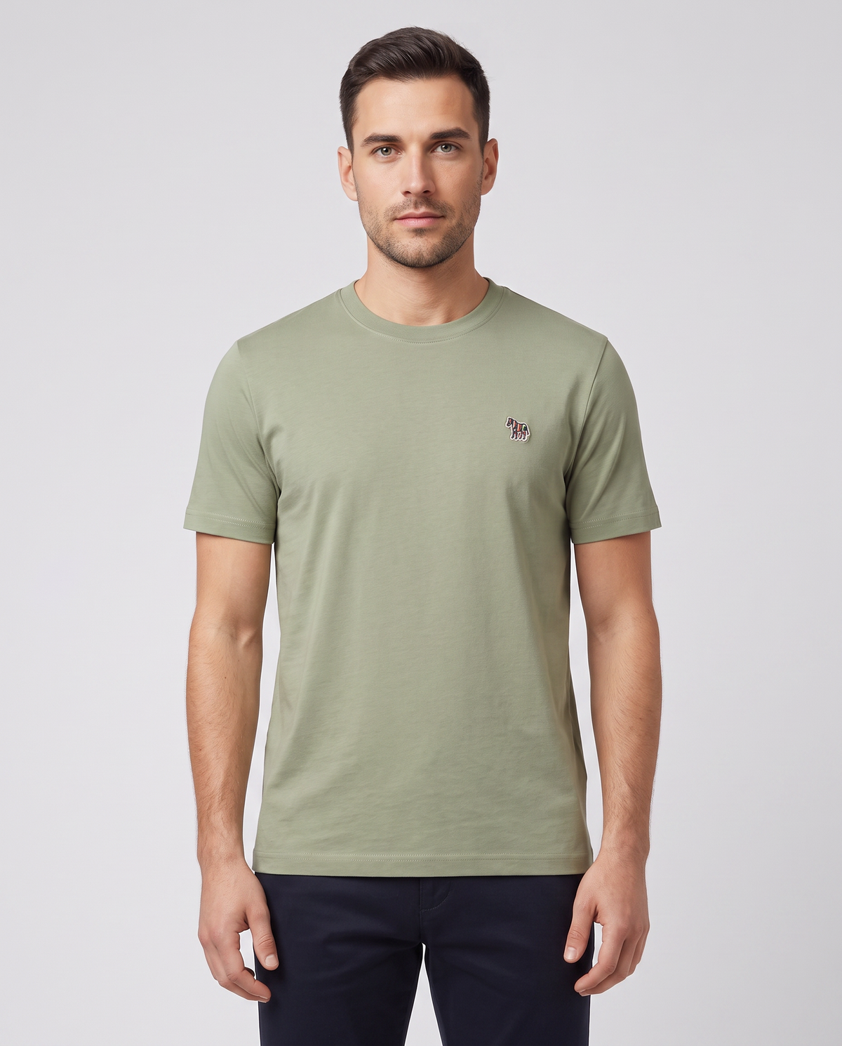 Mens Paul Smith Green Zebra Logo T-Shirt — on model