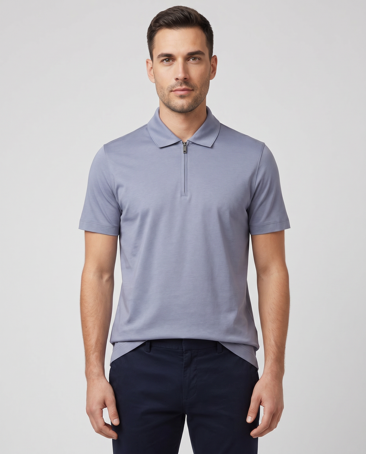 BOSS Black H-Paras 50 Open Blue Polo Shirt — on model