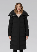 Women's Sandbanks Haven Black Long Puffer Jacket on model