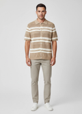 Mens Les Deux Dark Sand Gianni Knitted Shirt on model