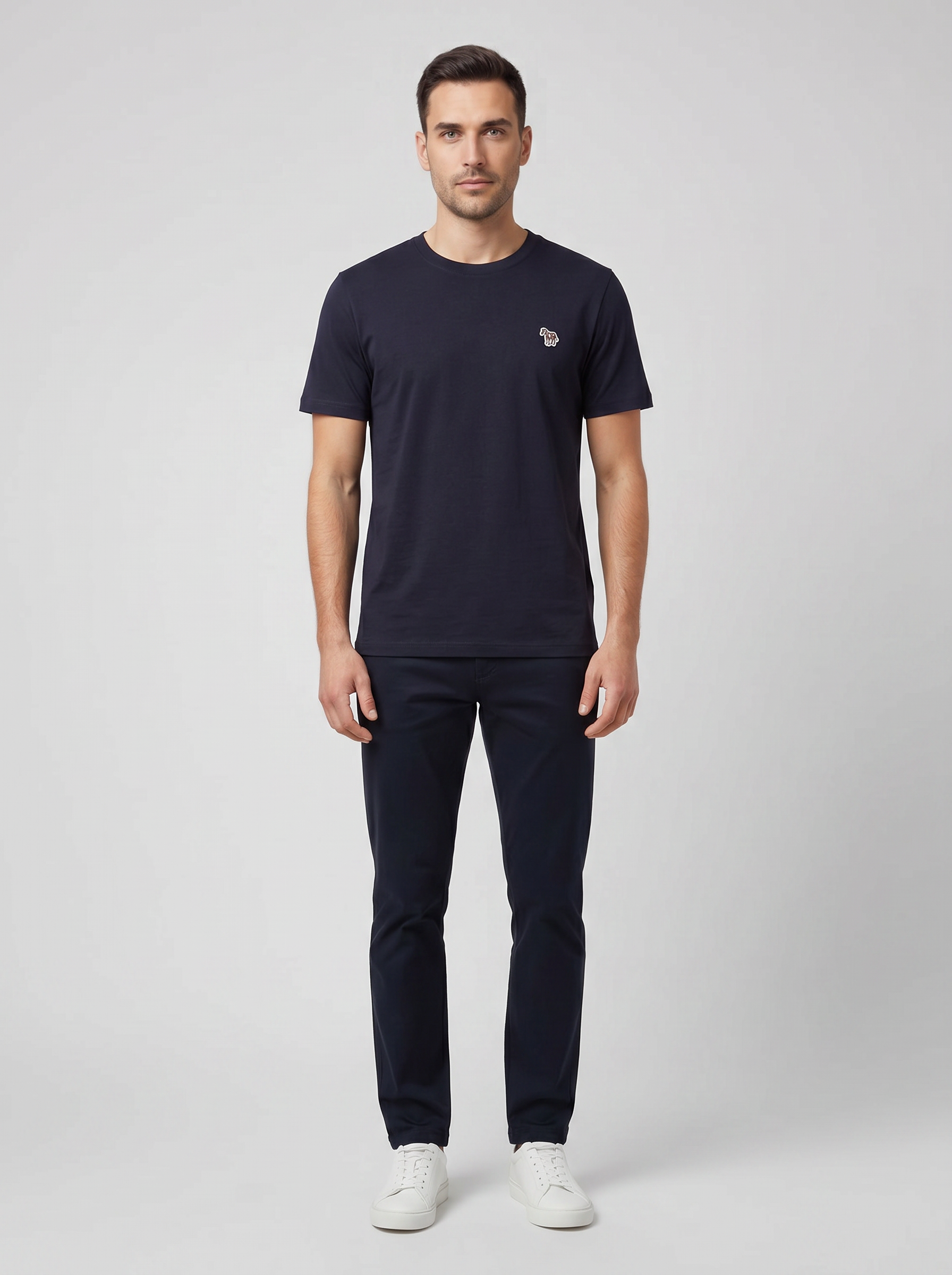 Men's Paul Smith Navy Short Sleeve Reg Fit Zebra T-Shirt — on model
